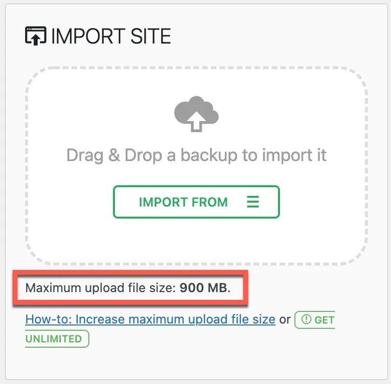 An image of a user importing a backup file into WordPress