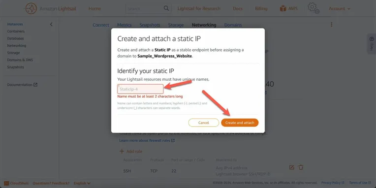 A screenshot of the AWS Lightsail dashboard