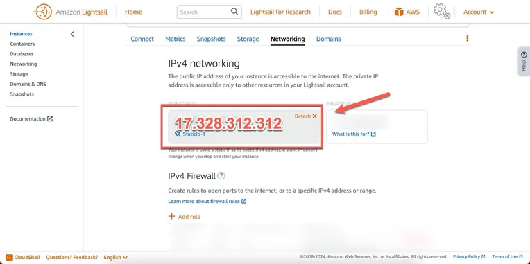 A screenshot of the AWS Lightsail dashboard