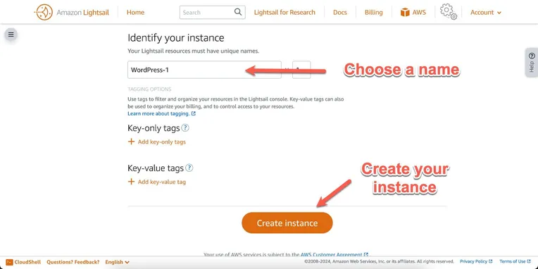 A screenshot of the AWS Lightsail dashboard